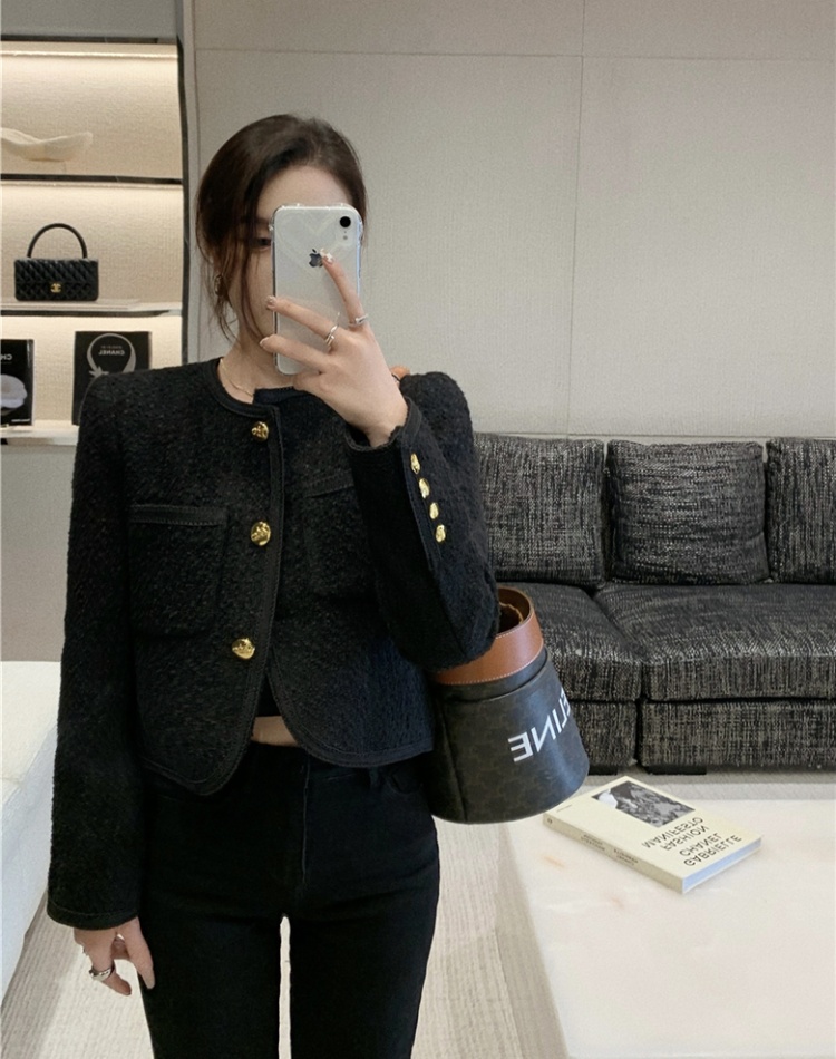 Weave short slim autumn woolen coat for women
