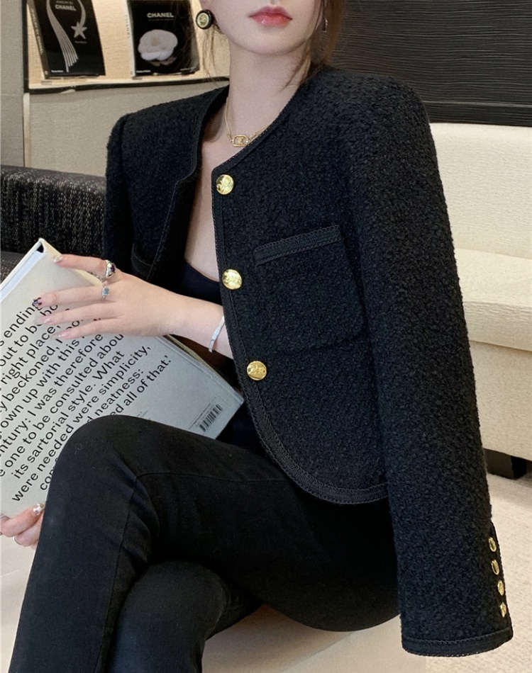 Weave short slim autumn woolen coat for women