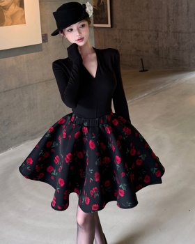 France style puff skirt sexy tops 2pcs set for women