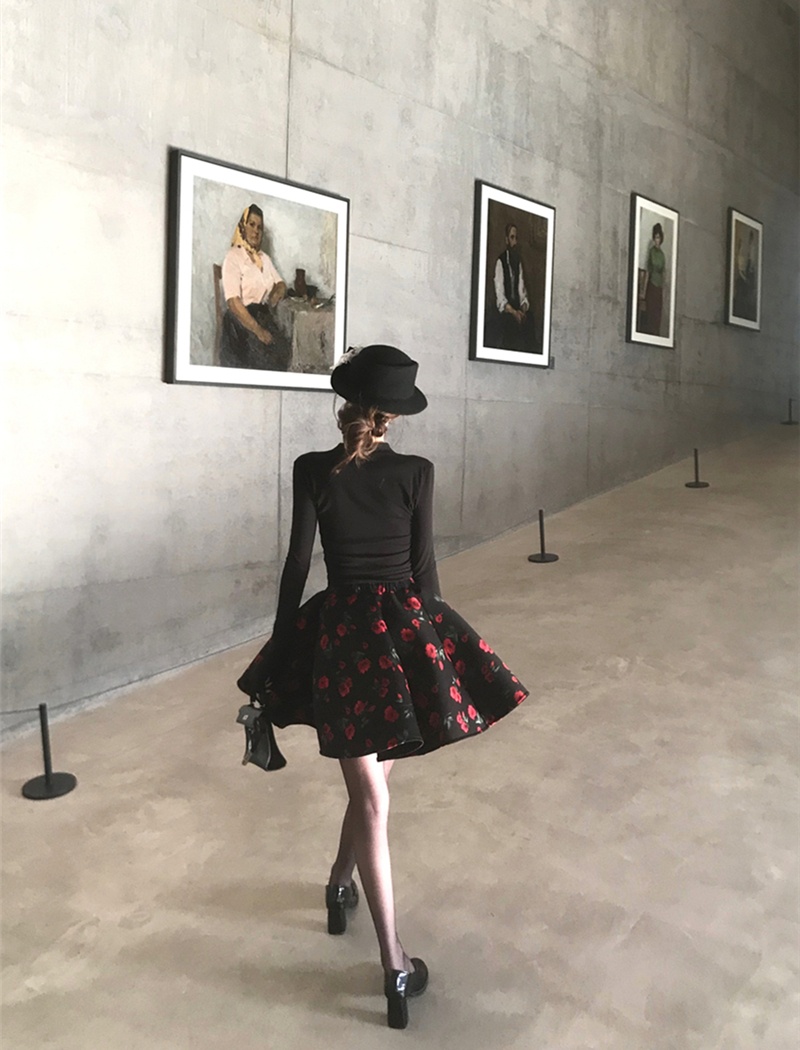 France style puff skirt sexy tops 2pcs set for women