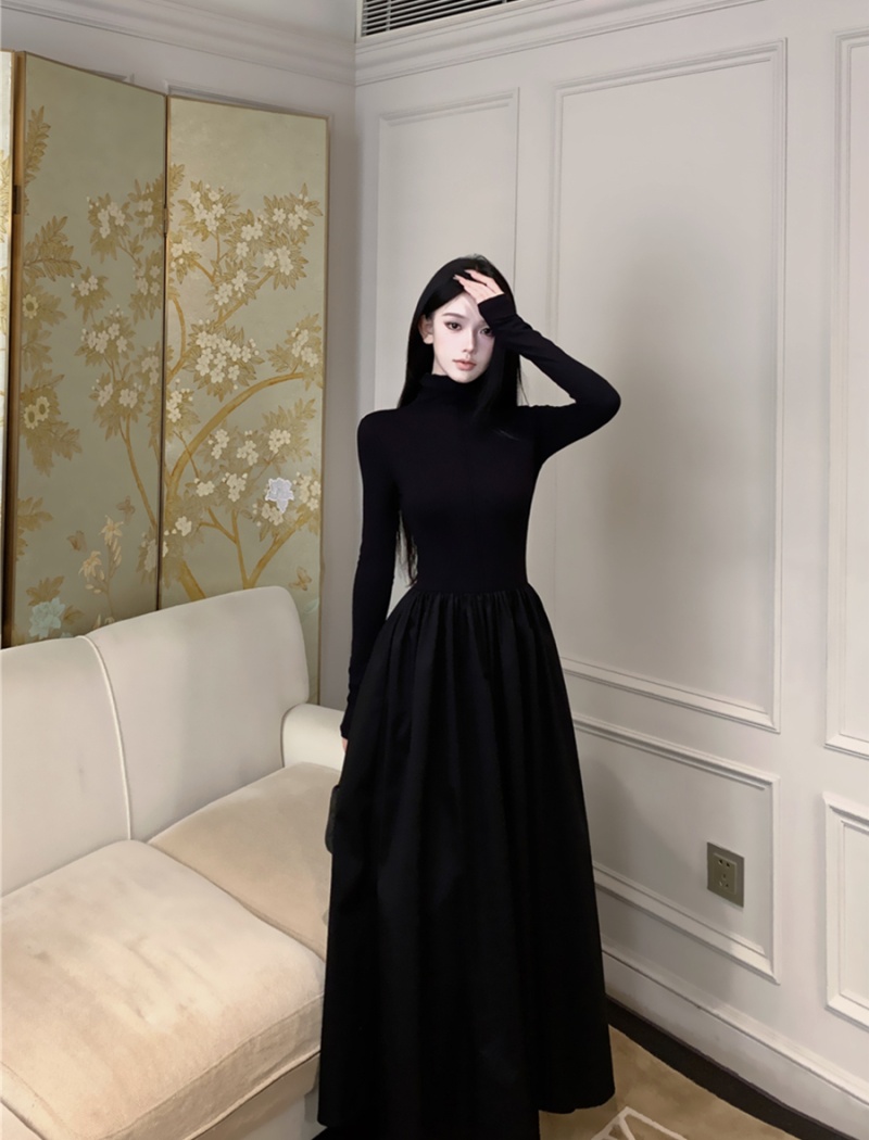 Temperament inside the ride long dress knitted dress for women