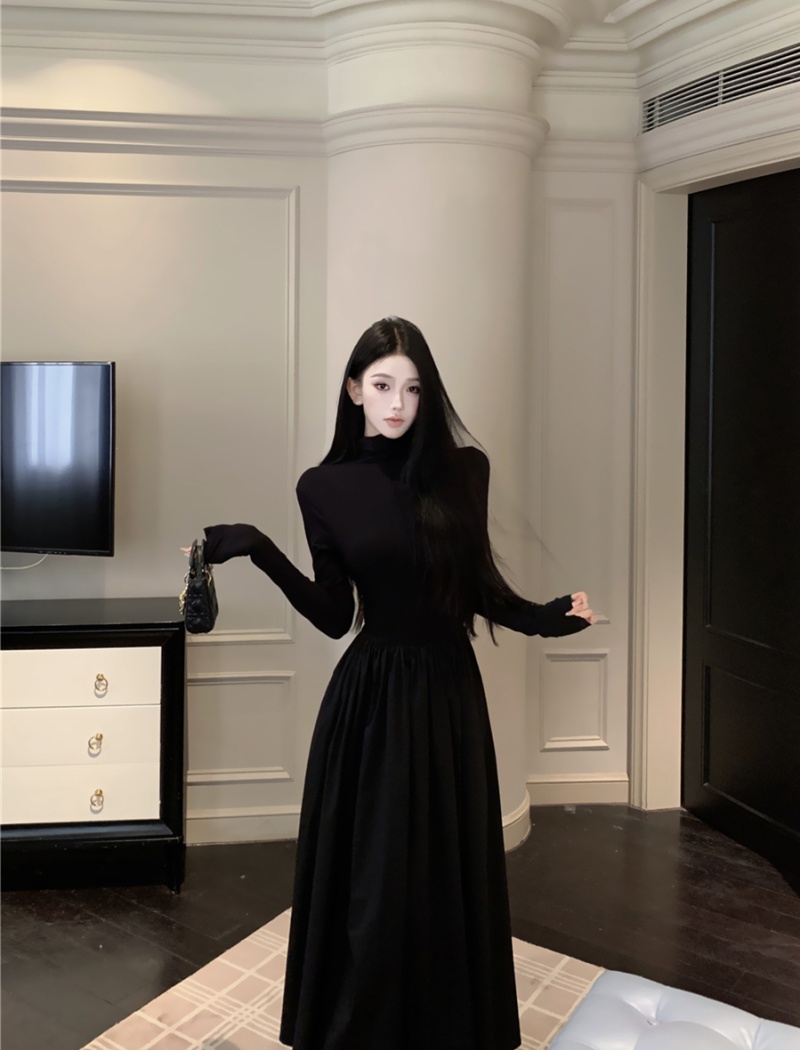 Temperament inside the ride long dress knitted dress for women