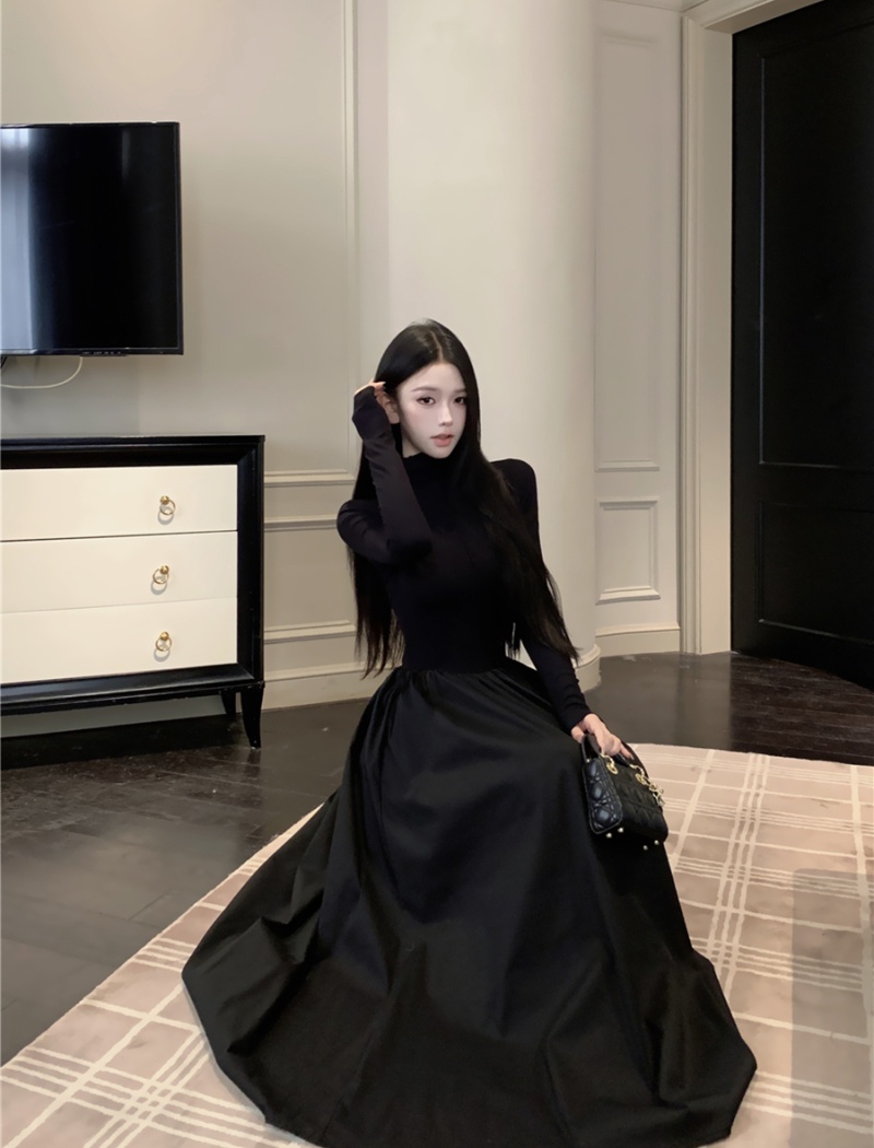 Temperament inside the ride long dress knitted dress for women