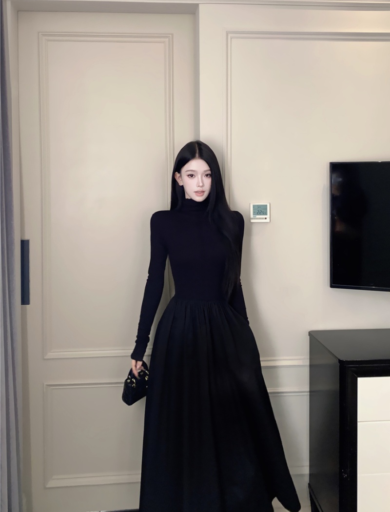 Temperament inside the ride long dress knitted dress for women