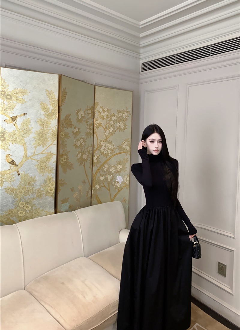 Temperament inside the ride long dress knitted dress for women