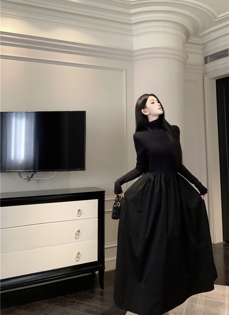 Temperament inside the ride long dress knitted dress for women