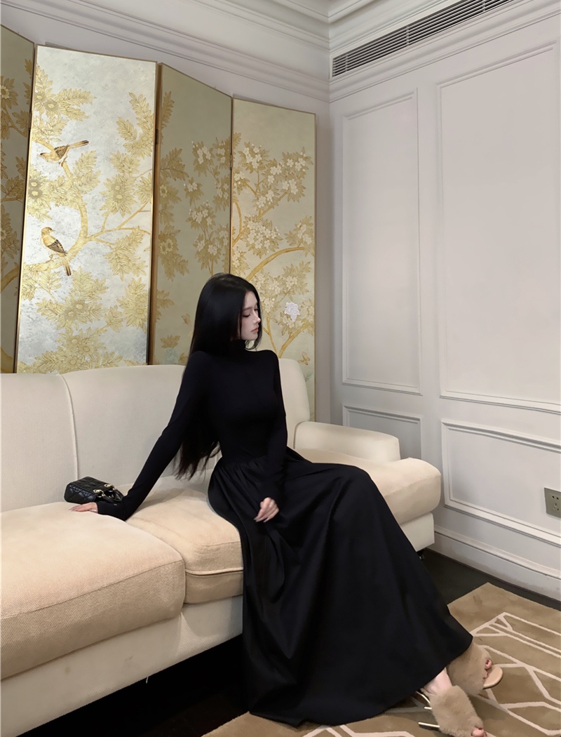 Temperament inside the ride long dress knitted dress for women