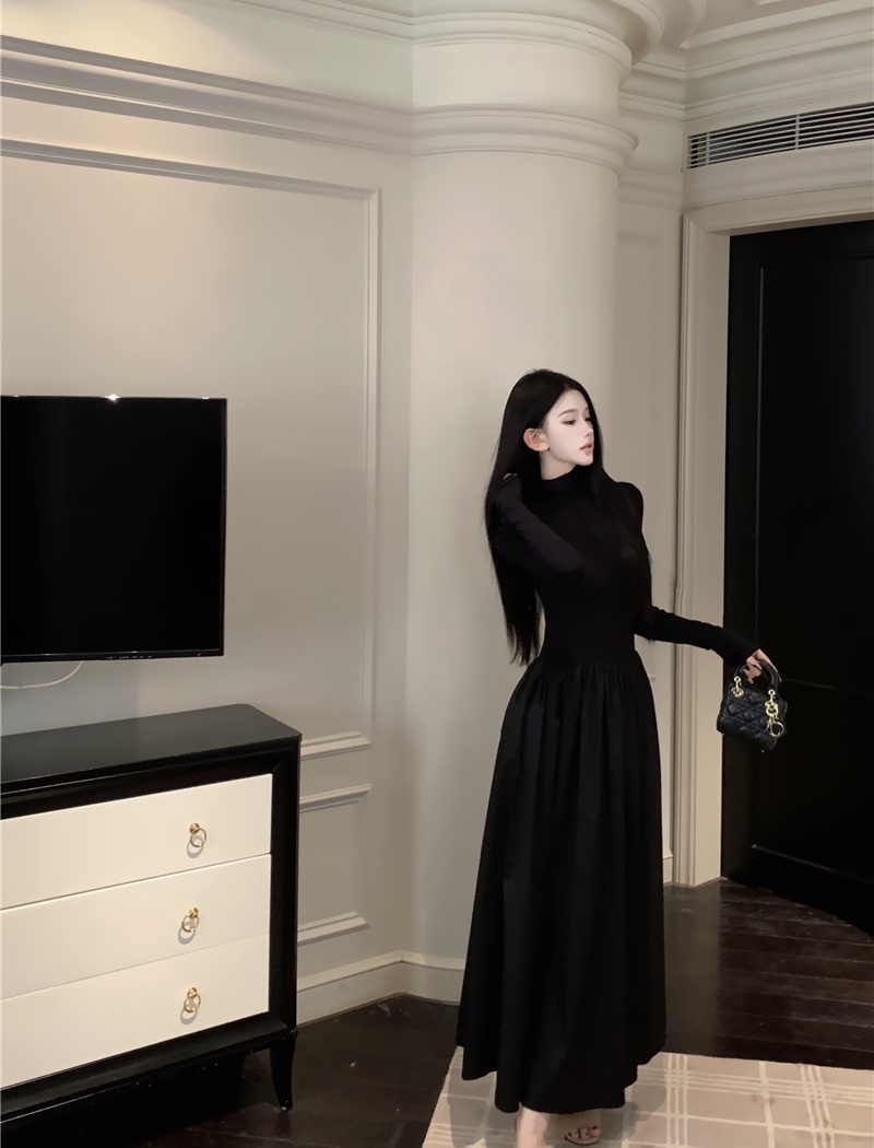 Temperament inside the ride long dress knitted dress for women