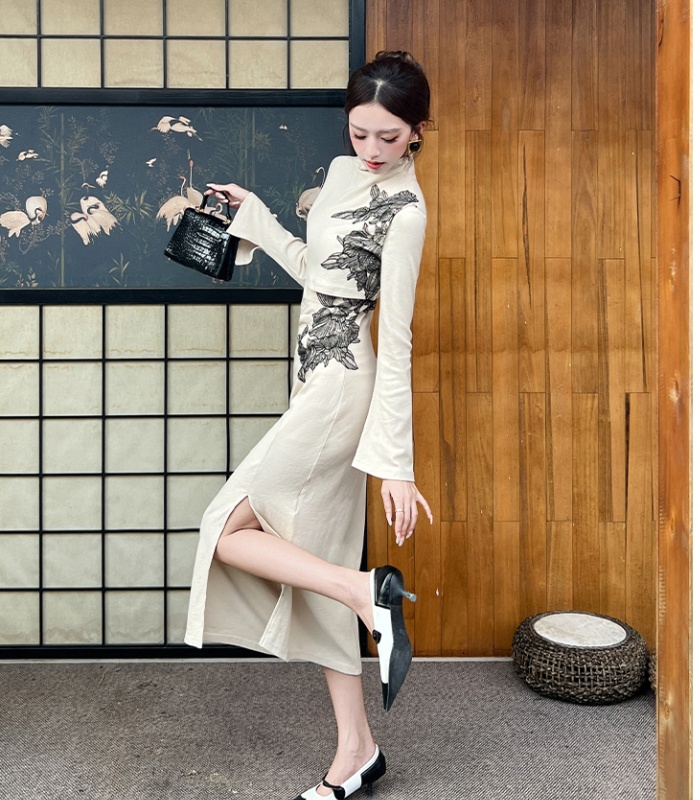 France style long dress autumn shawl for women