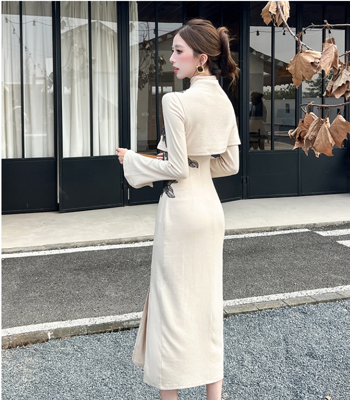 France style long dress autumn shawl for women