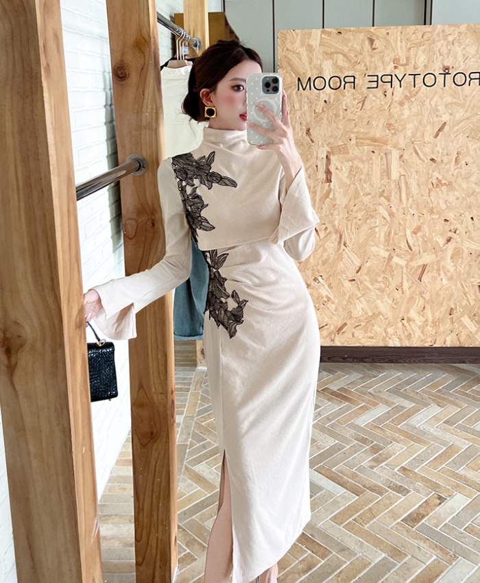 France style long dress autumn shawl for women