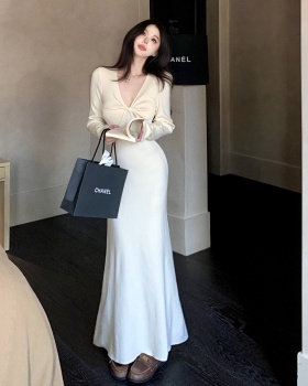 Autumn and winter V-neck retro dress for women