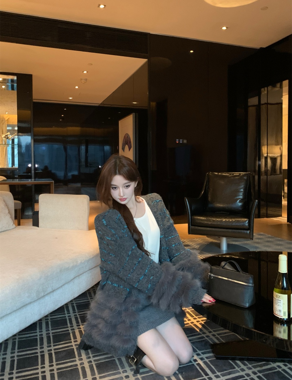 Lazy autumn and winter liangsi coat stripe loose sweater