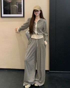 Autumn and winter wide leg pants hoodie a set for women