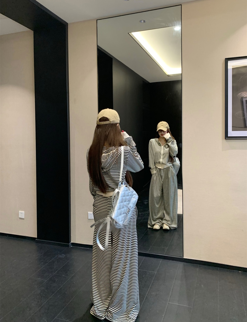 Autumn and winter wide leg pants hoodie a set for women