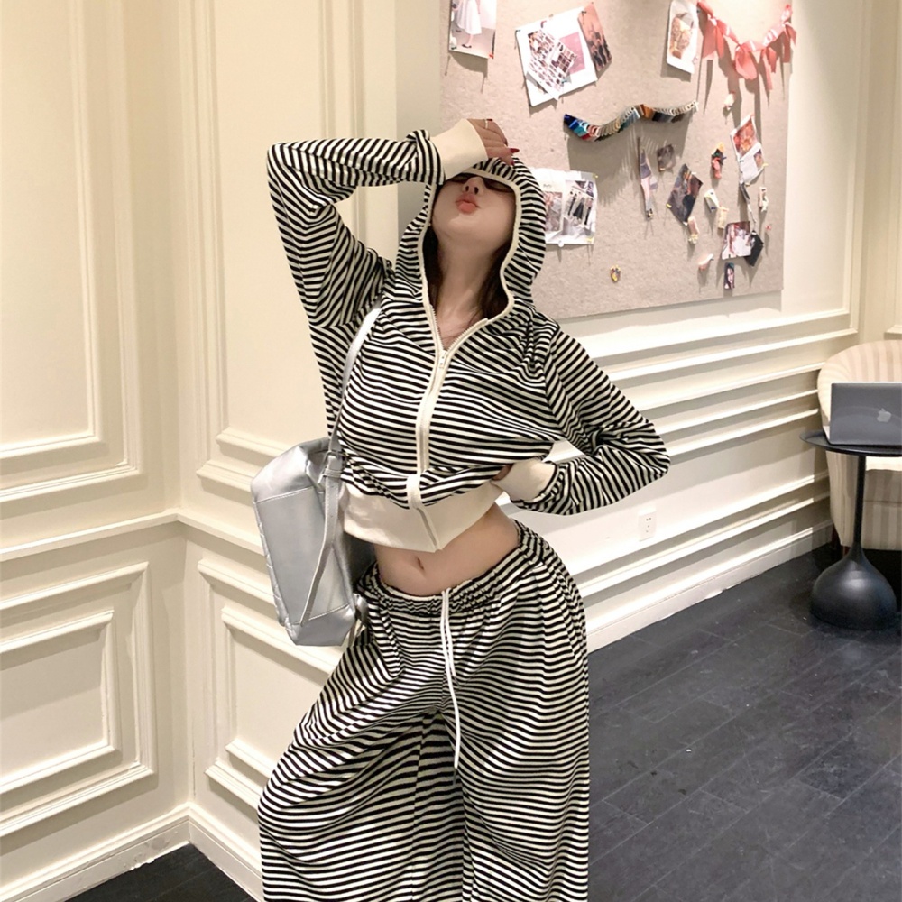 Autumn and winter wide leg pants hoodie a set for women
