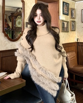 Autumn and winter irregular bat sleeve bottoming sweater