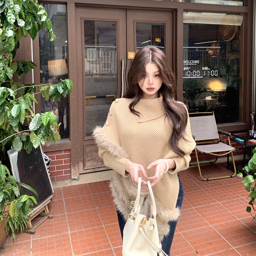 Autumn and winter irregular bat sleeve bottoming sweater