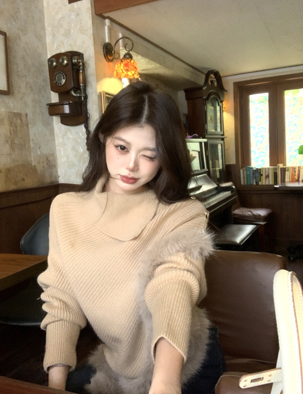 Autumn and winter irregular bat sleeve bottoming sweater