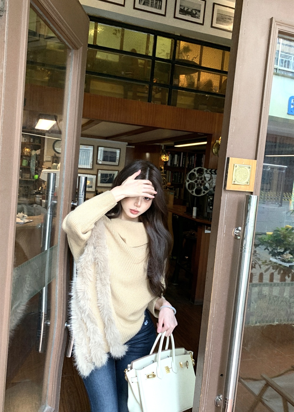 Autumn and winter irregular bat sleeve bottoming sweater