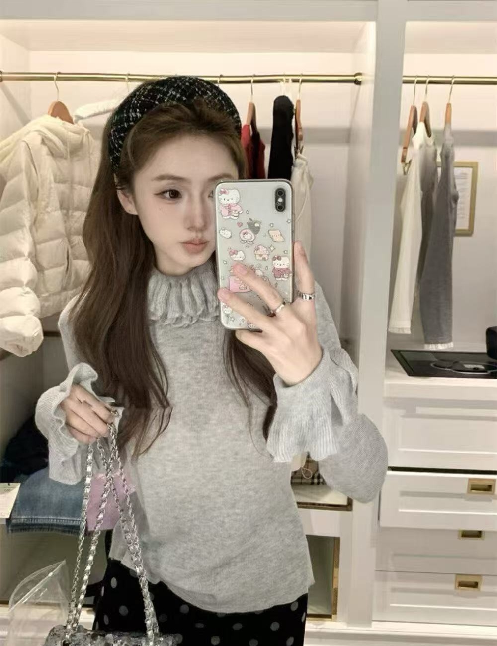 Lace all-match dress sequins bow bottoming shirt 2pcs set