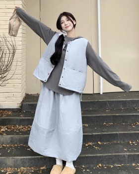 Loose long sleeve skirt round neck hoodie 3pcs set