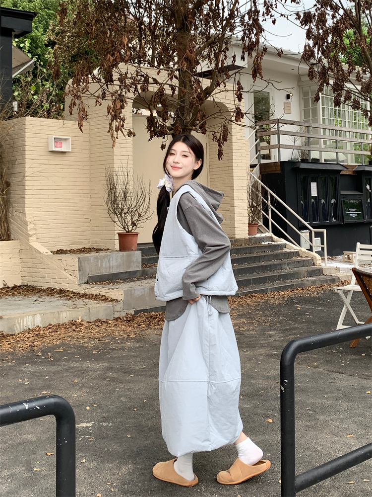 Loose long sleeve skirt round neck hoodie 3pcs set