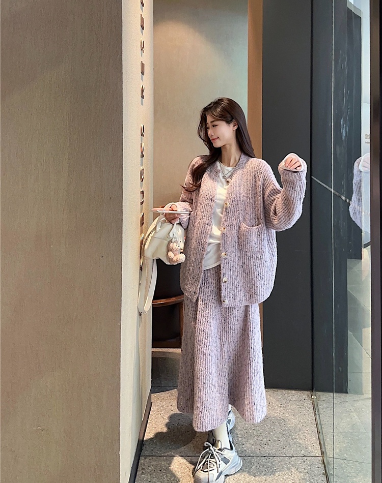 Korean style cardigan autumn skirt a set for women