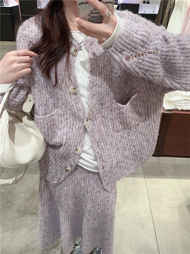 Korean style cardigan autumn skirt a set for women