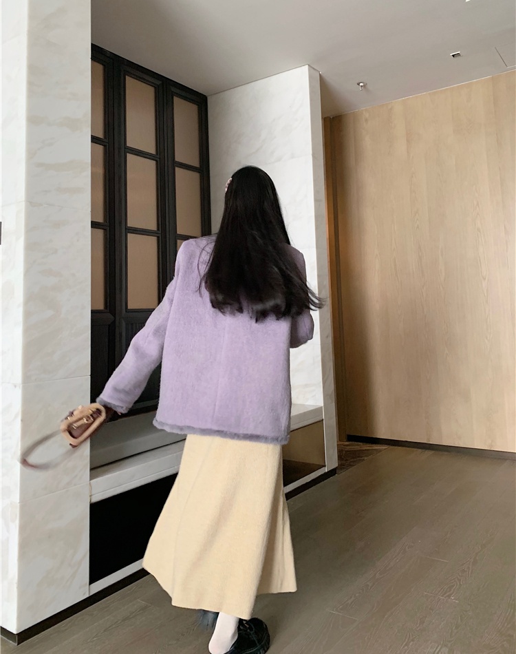 Winter purple chanelstyle woolen coat for women