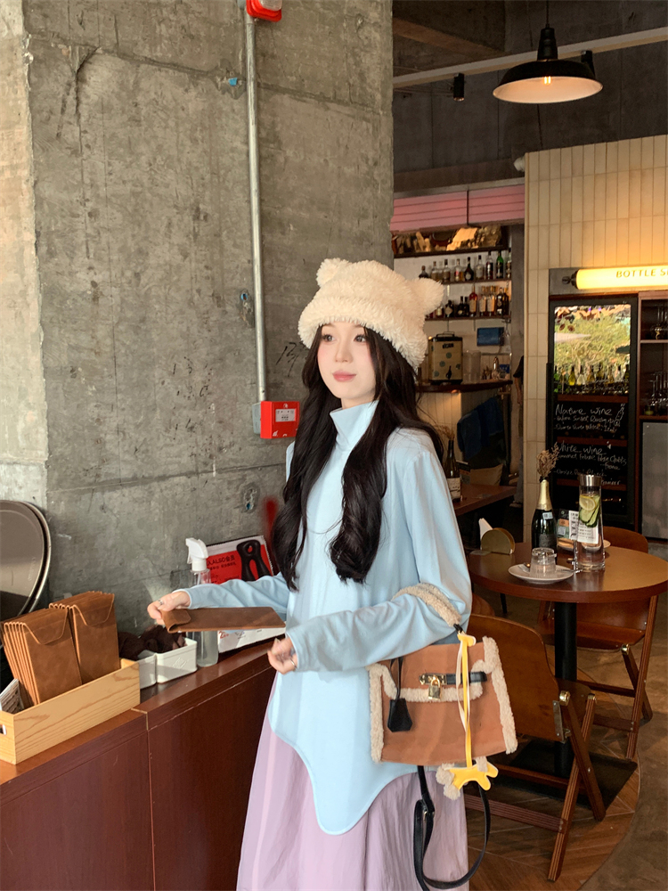 Irregular Casual bottoming high collar T-shirt