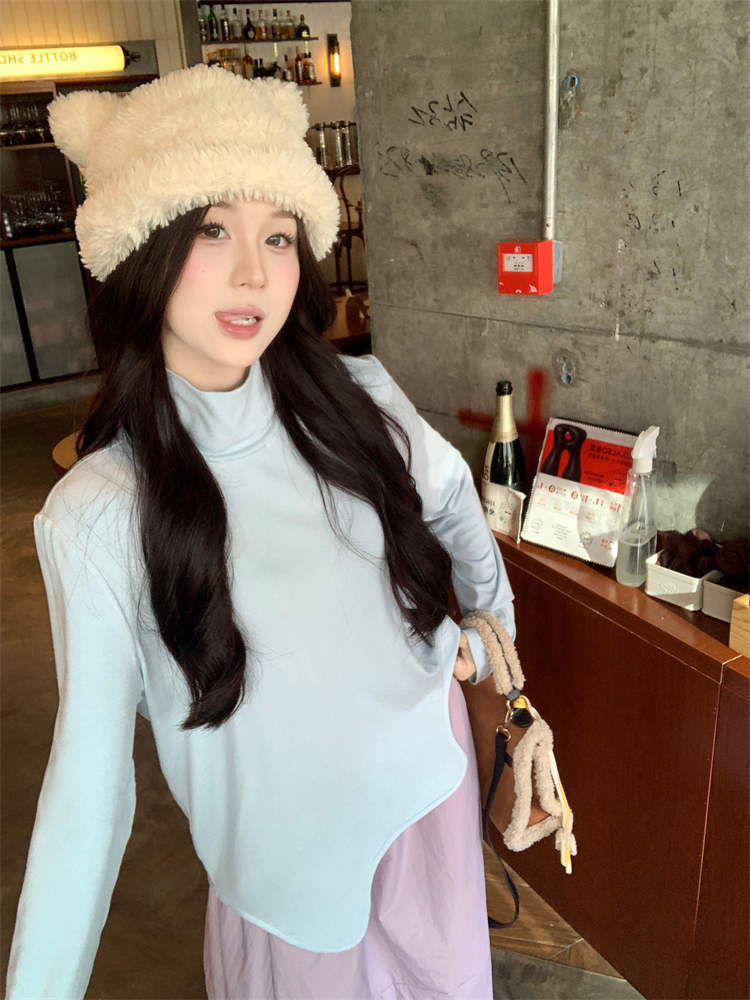 Irregular Casual bottoming high collar T-shirt