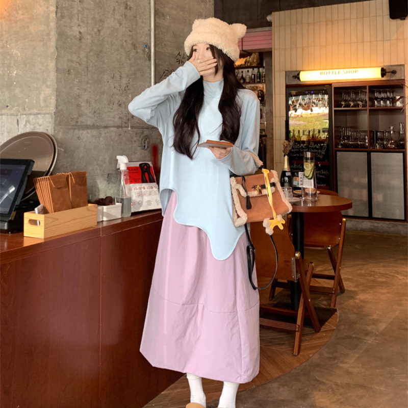 Irregular Casual bottoming high collar T-shirt