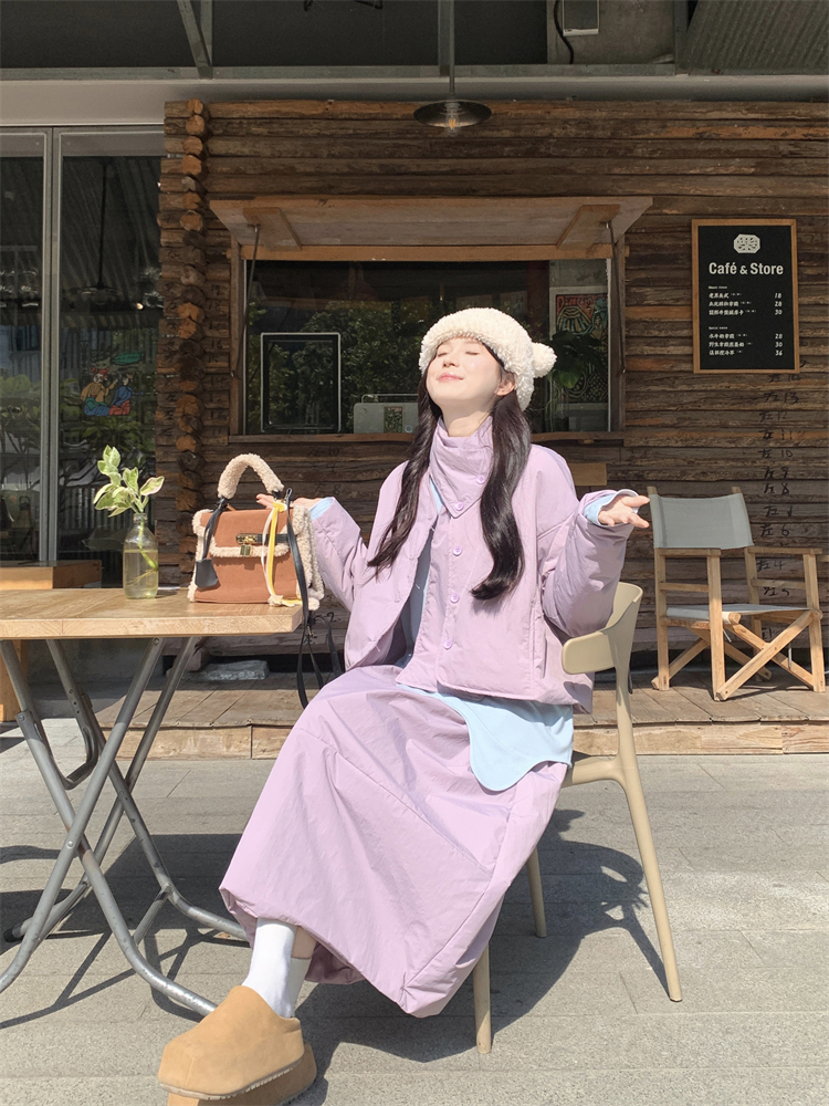 Large yard Casual cotton coat long skirt 2pcs set