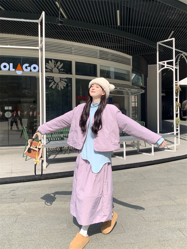 Large yard Casual cotton coat long skirt 2pcs set