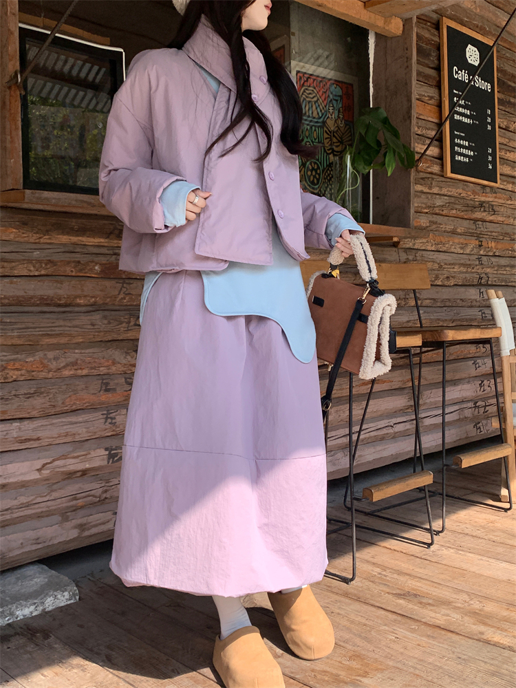 Large yard Casual cotton coat long skirt 2pcs set