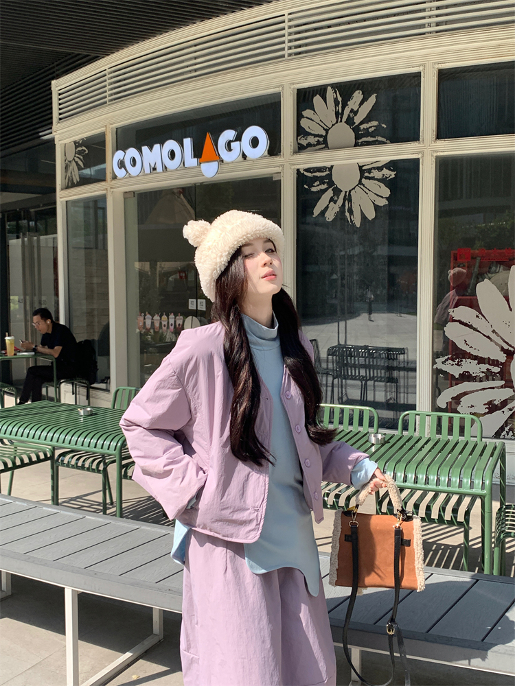 Large yard Casual cotton coat long skirt 2pcs set