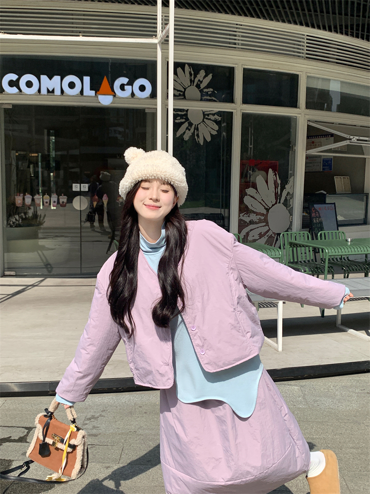 Large yard Casual cotton coat long skirt 2pcs set