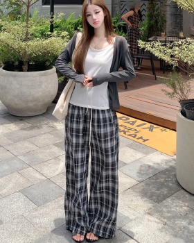 Knitted vest Korean style wide leg pants 3pcs set