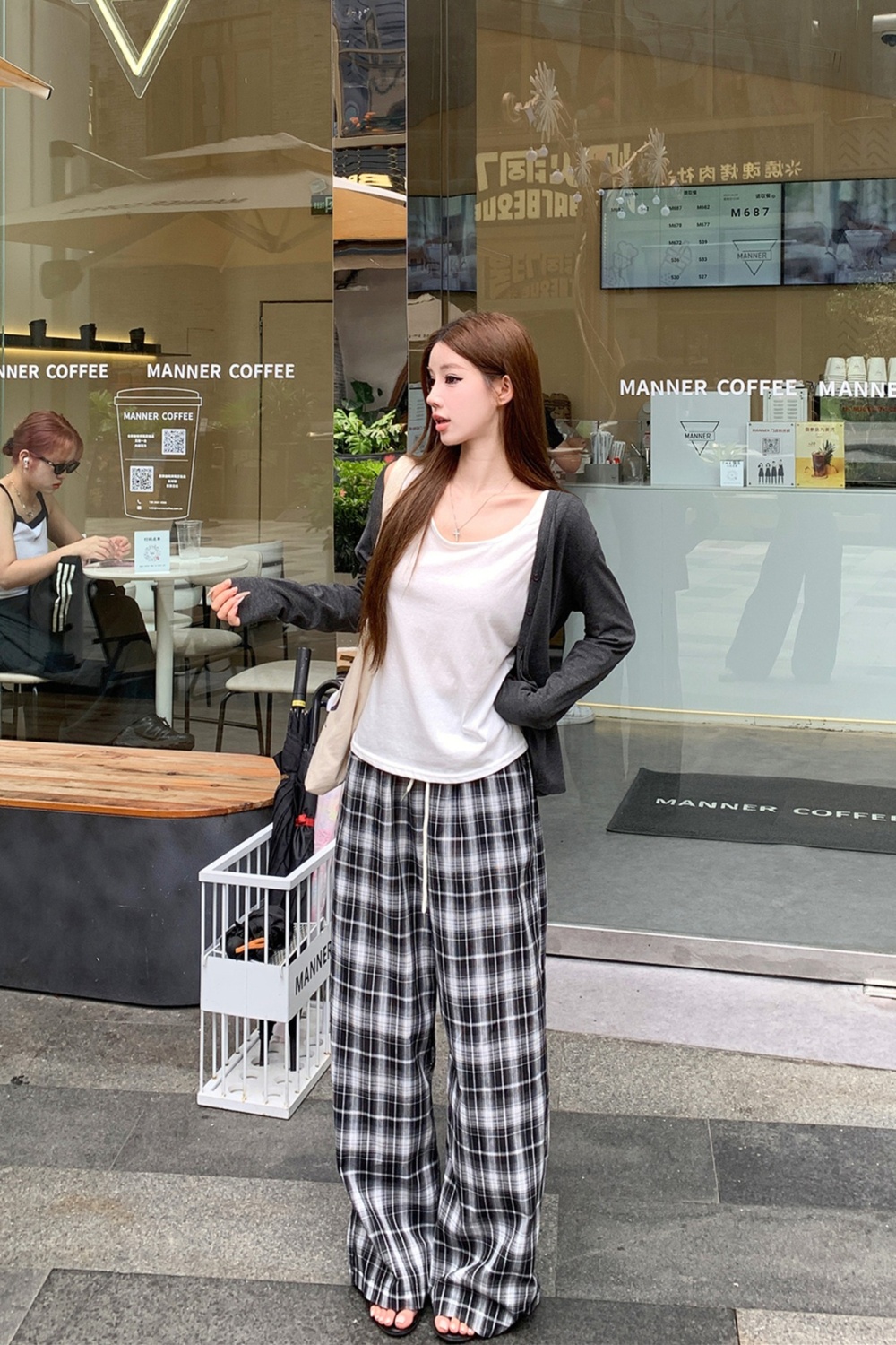 Knitted vest Korean style wide leg pants 3pcs set