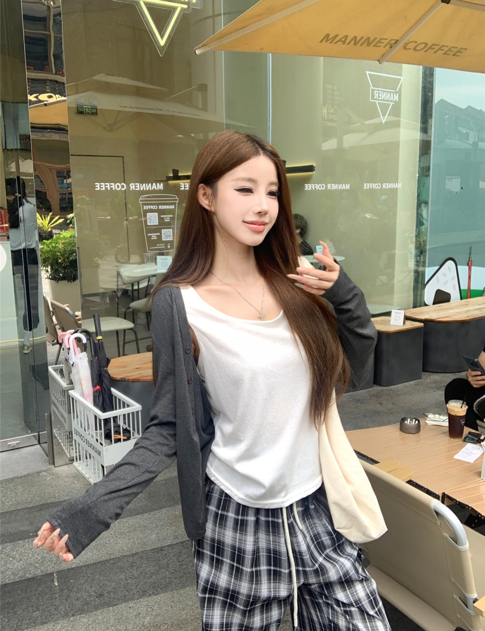 Knitted vest Korean style wide leg pants 3pcs set