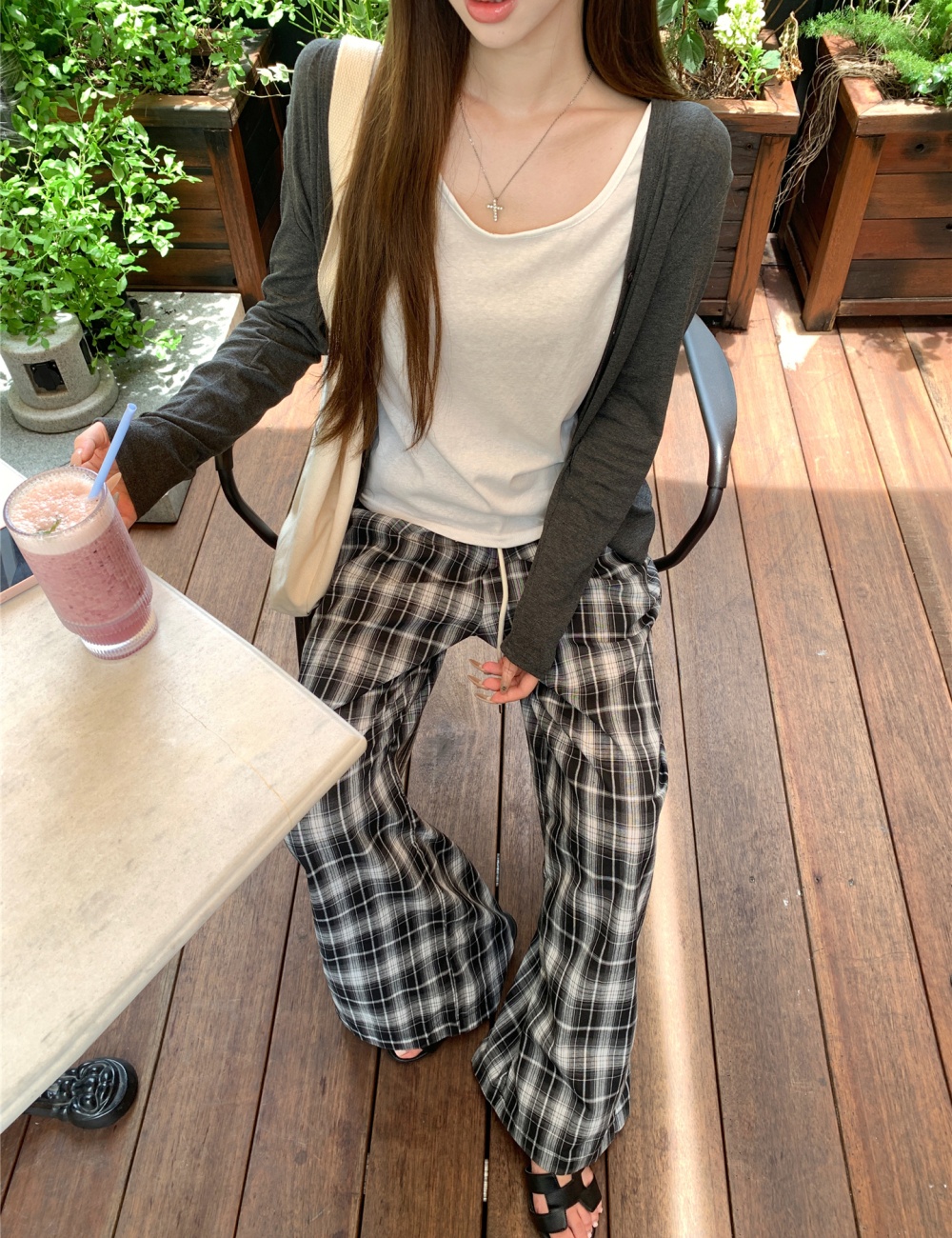 Knitted vest Korean style wide leg pants 3pcs set
