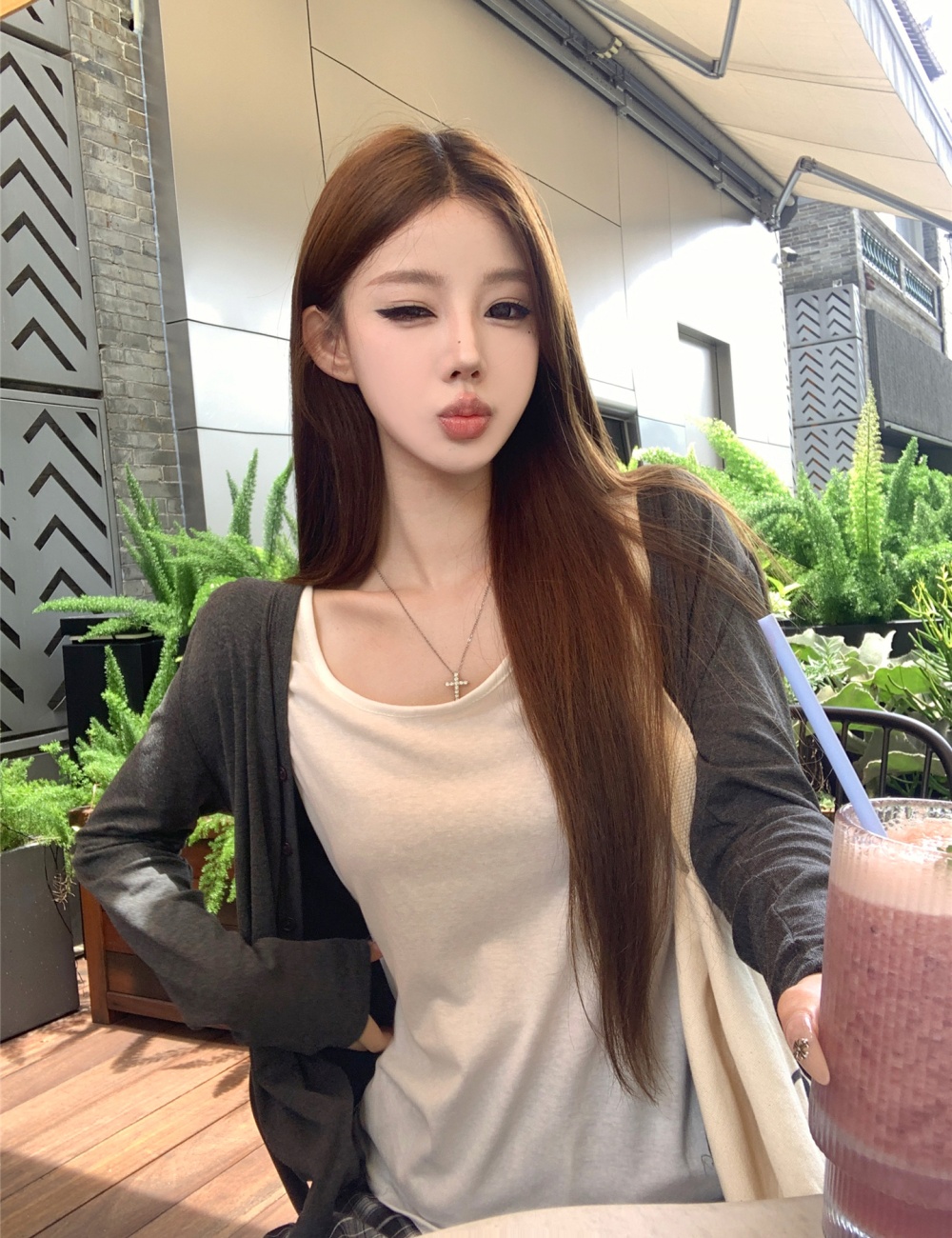 Knitted vest Korean style wide leg pants 3pcs set