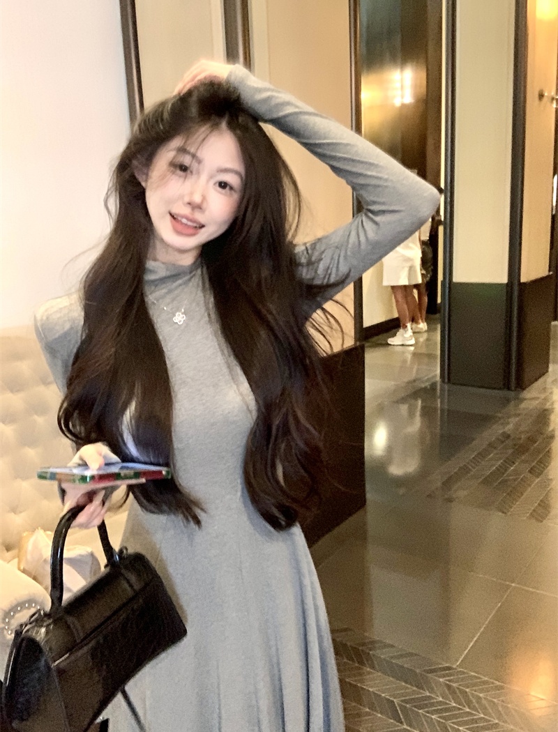 Elasticity slim long dress bottoming drape dress