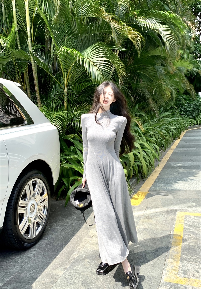 Elasticity slim long dress bottoming drape dress