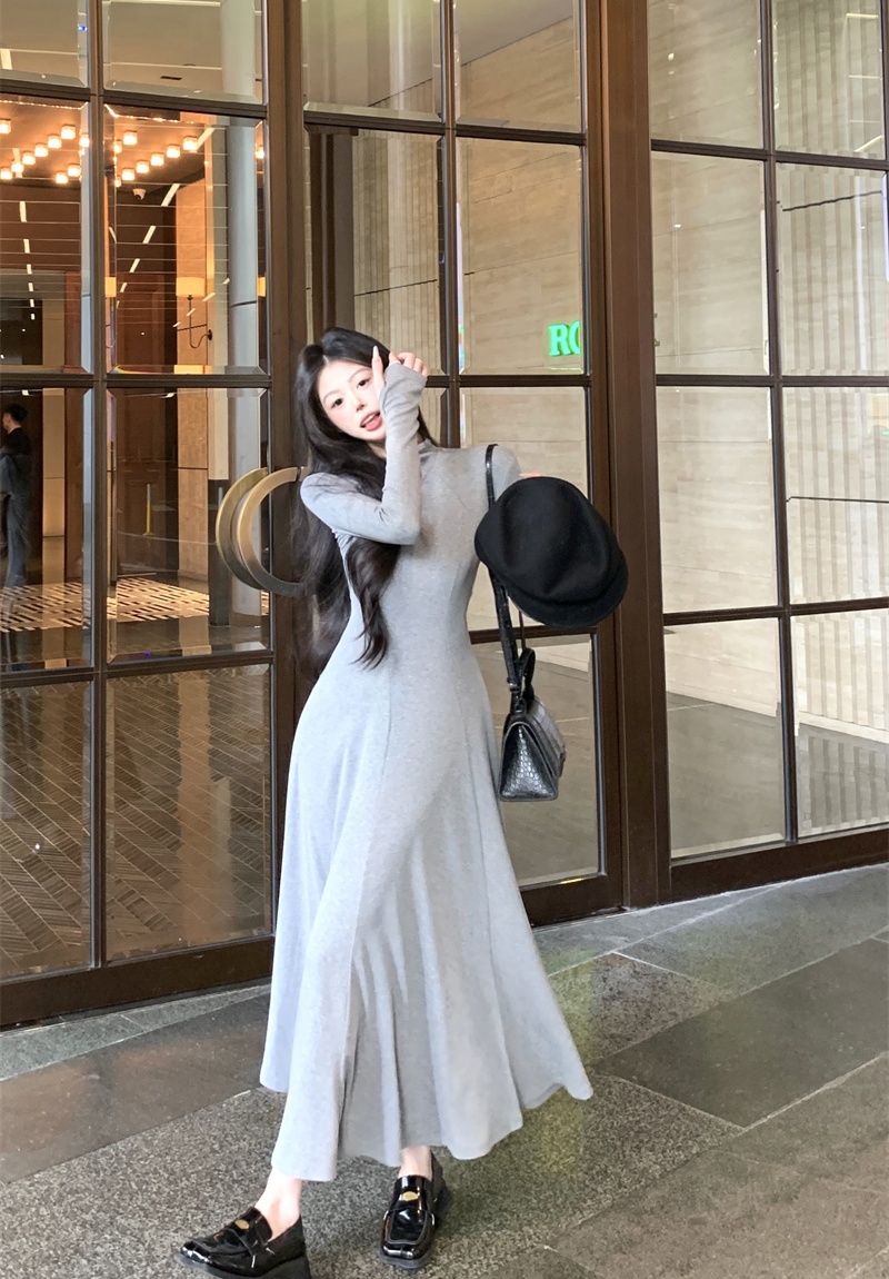 Elasticity slim long dress bottoming drape dress