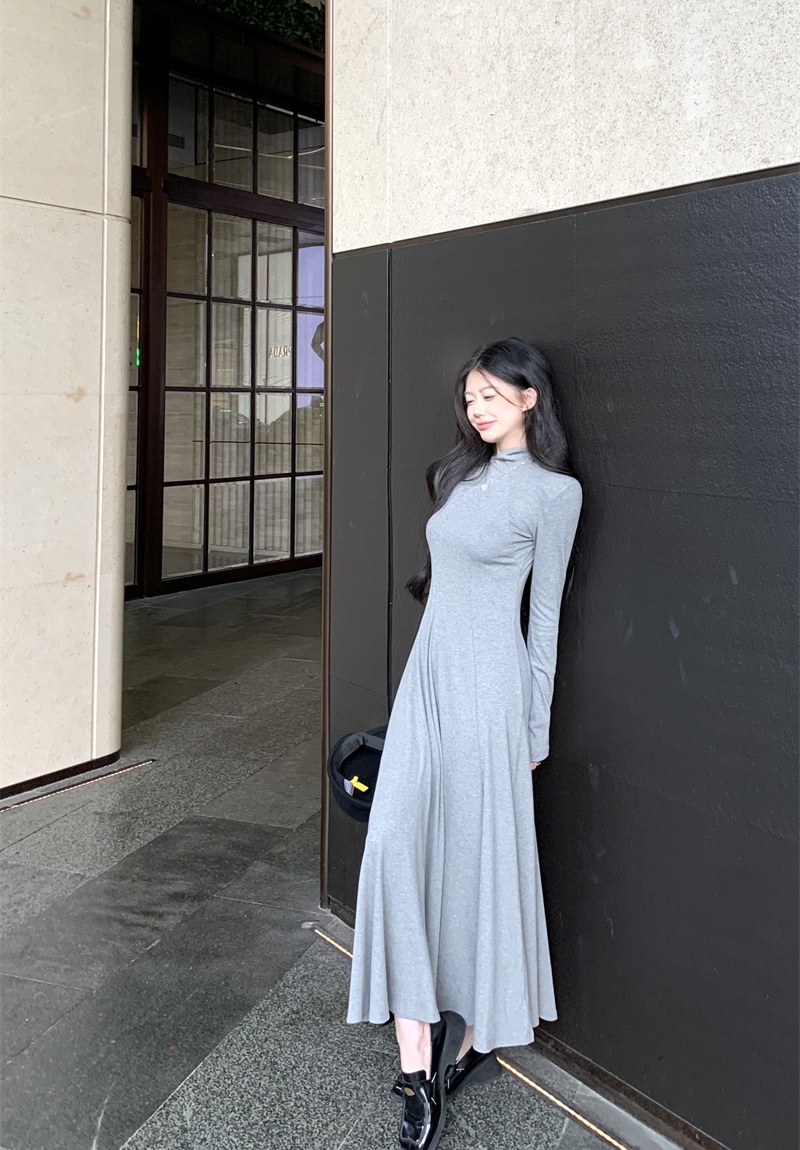 Elasticity slim long dress bottoming drape dress