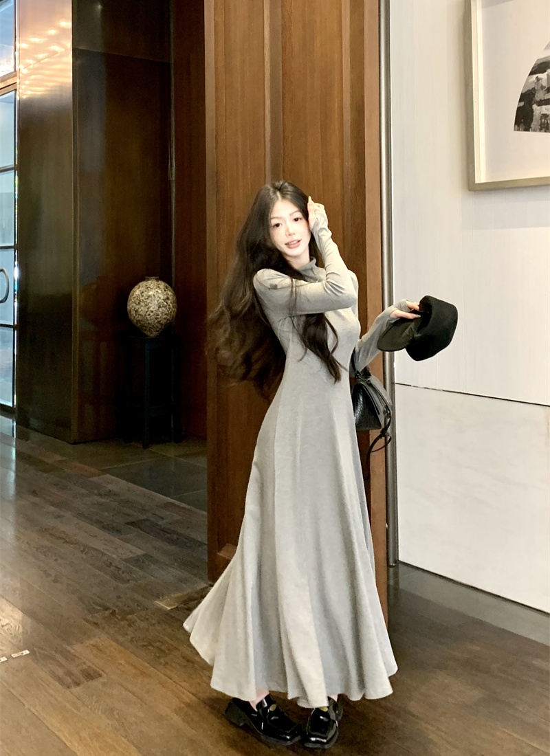 Elasticity slim long dress bottoming drape dress
