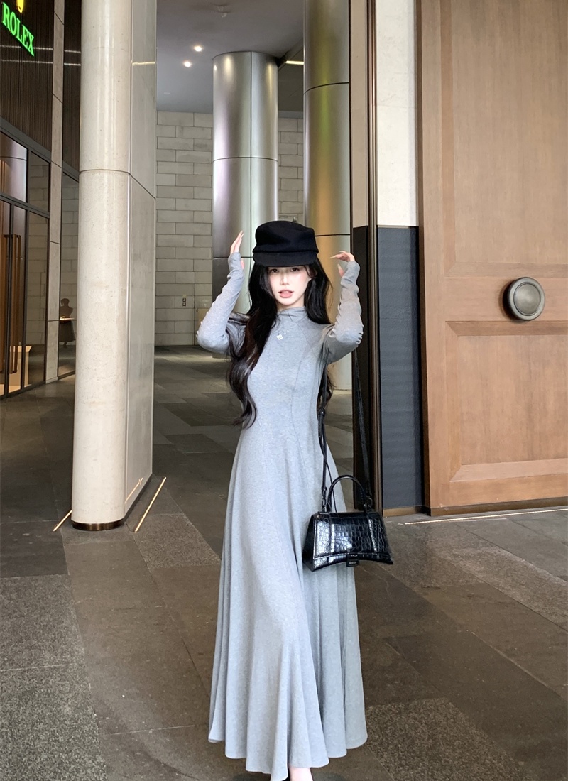 Elasticity slim long dress bottoming drape dress