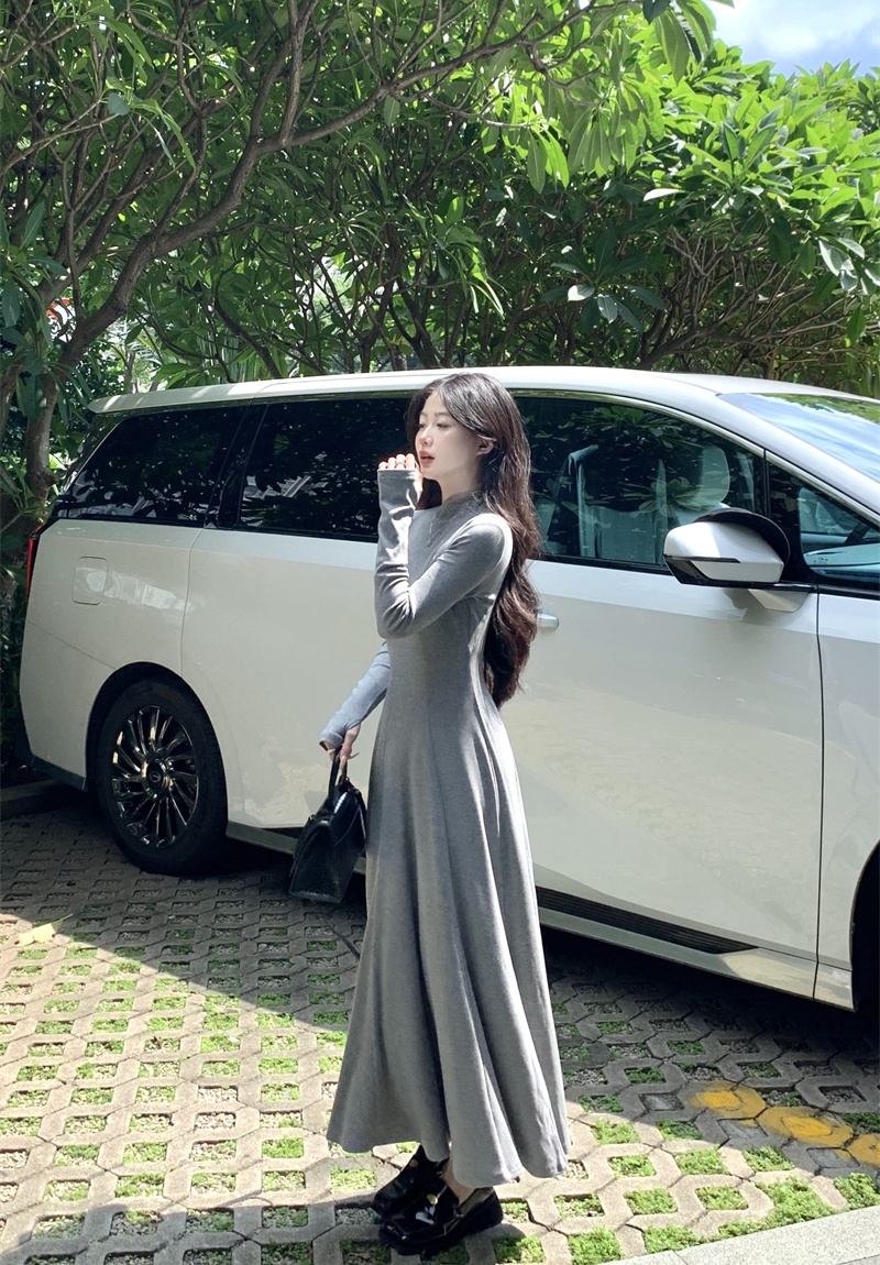 Elasticity slim long dress bottoming drape dress